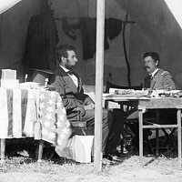 Meeting of Lincoln and McClellan at Antietam Battlefield, Maryland