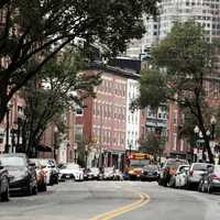 Streets Lined with cars in Boston, Massachusetts