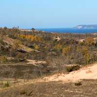 Sand dunes landscape near lake Michigan