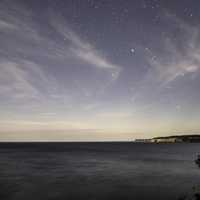 Stars above the night landscape at Pictured Rocks National Lakeshore, Michigan