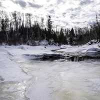 Snow and Frozen Ice at Temperance River State Park, Minnesota