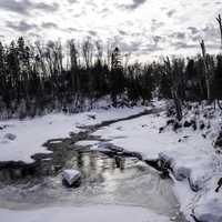 Winter River Landscape in Temperance River State Park, Minnesota