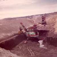 Open pit strip mining in Colstrip, Montana
