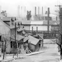 South Bethlehem in 1935, looking north to houses and Bethlehem Steel in Pennsylvania