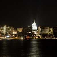 Madison Skyline at Night in Wisconsin