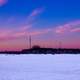 Dusk over the frozen lake on Lake Mendota, Wisconsin