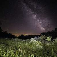 Milky Way above the Marsh with lighted foreground at Meadow Valley