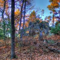 Rock cropping from afar at Roche-A-Cri State park, Wisconsin