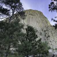 Looking straight up at Devil's Tower from the back