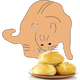 Cat sniffing a plate of bread vector clipart