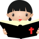 Girl Studying the Bible Vector Clipart