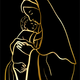 Golden Outline of Mary and Jesus vector file