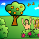 Happy Adam and Eve in Garden of Eden