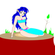 Pretty Elf Girl in light blue Bikini Vector Clipart
