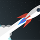 Rocket Blasting Off Into Space vector clipart