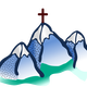 Three Mountains with Cross on top Vector Clipart