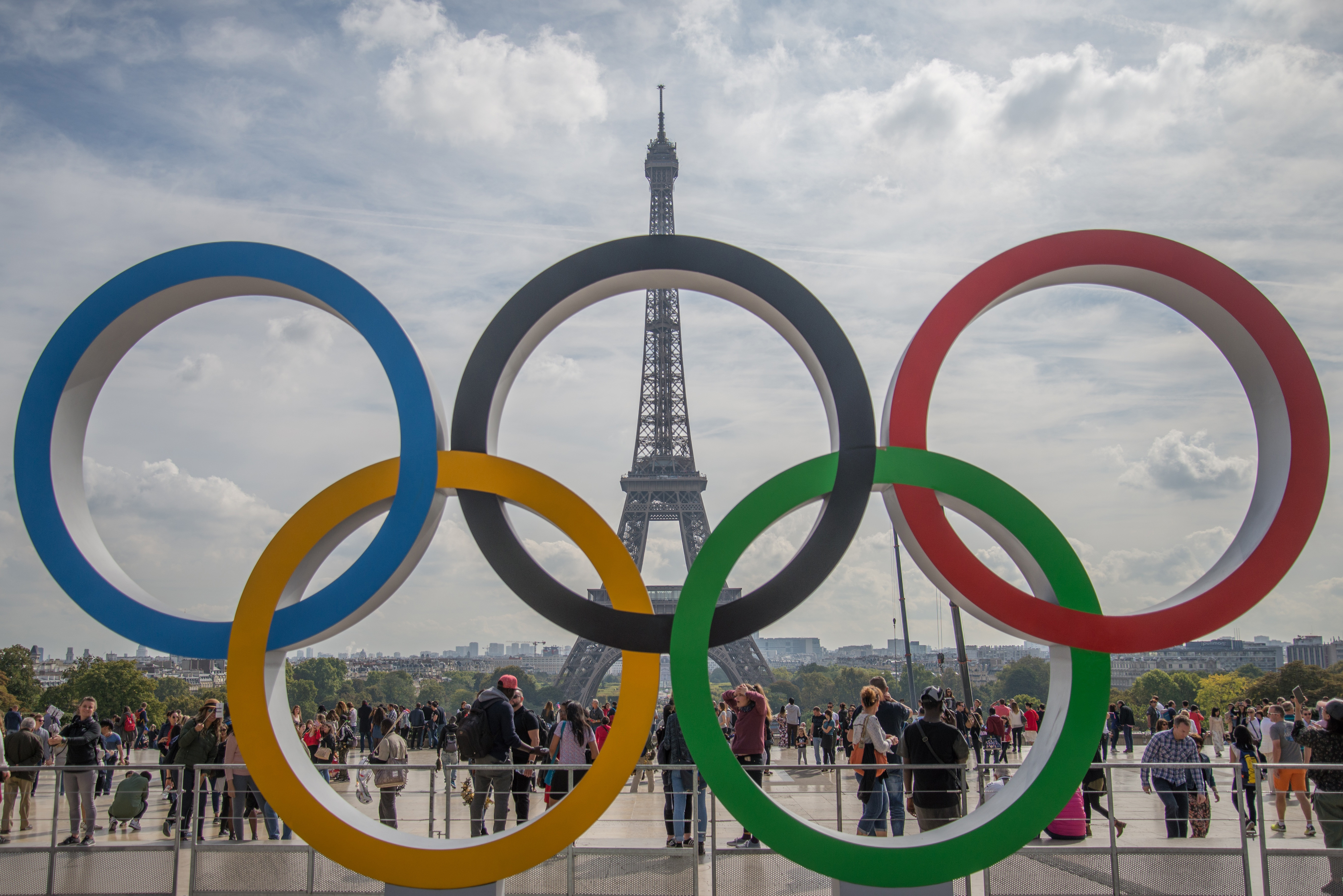 Olympic Rings around the Eiffel Tower image Free stock photo Public