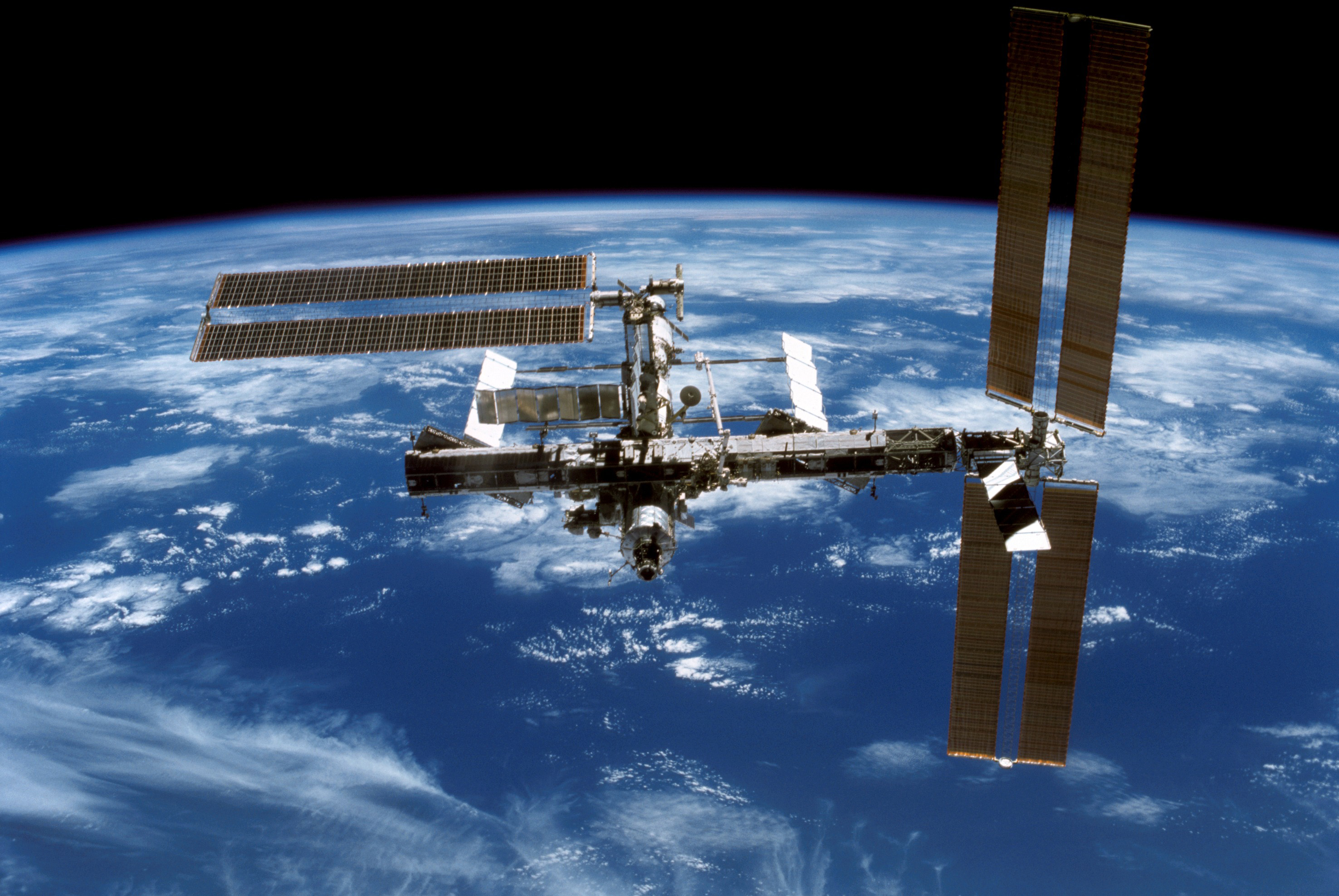 International Space Station Floating Above The Earth Image Free Stock