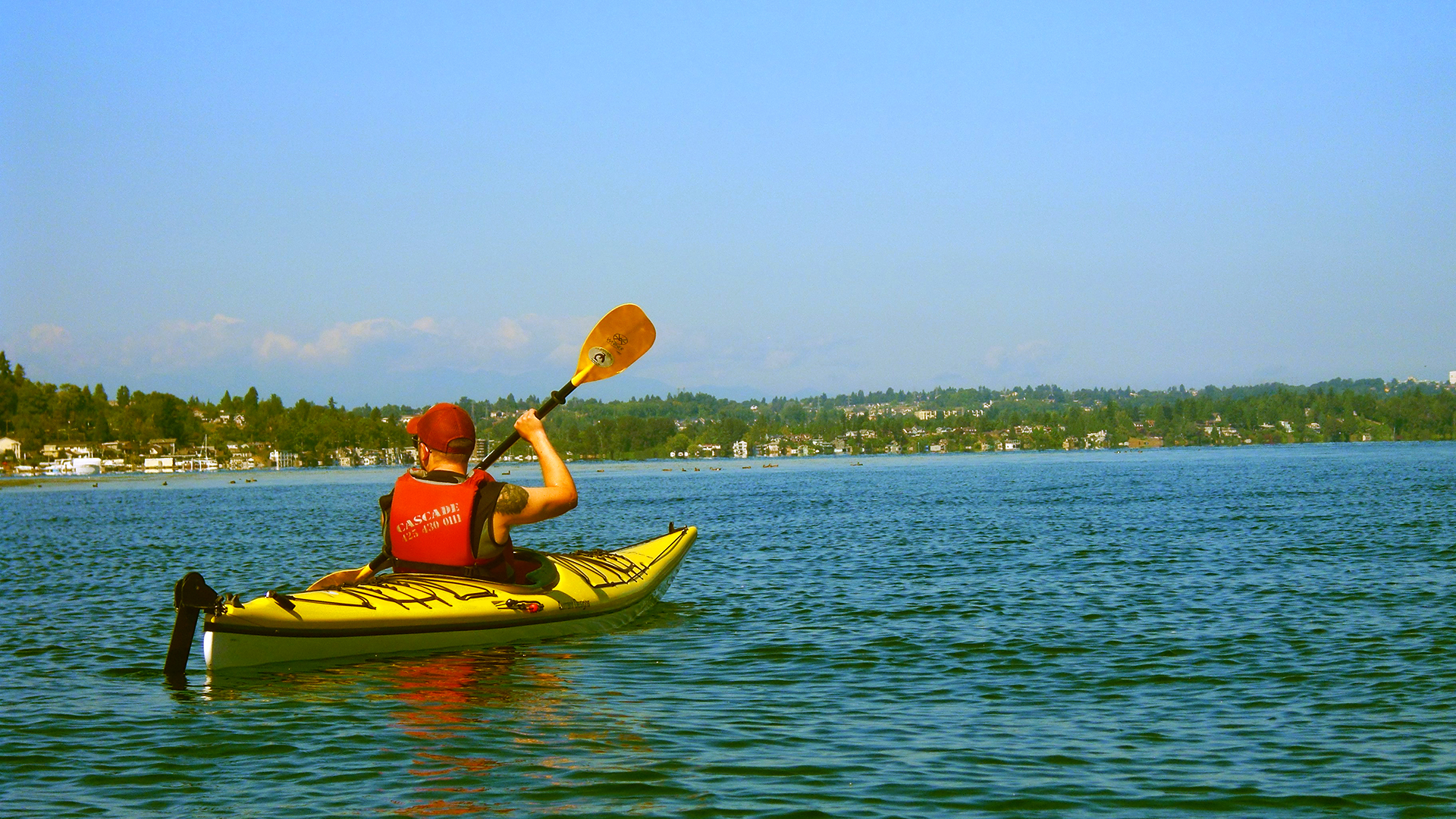 Canoer Paddling On A Lake Image Free Stock Photo Public Domain