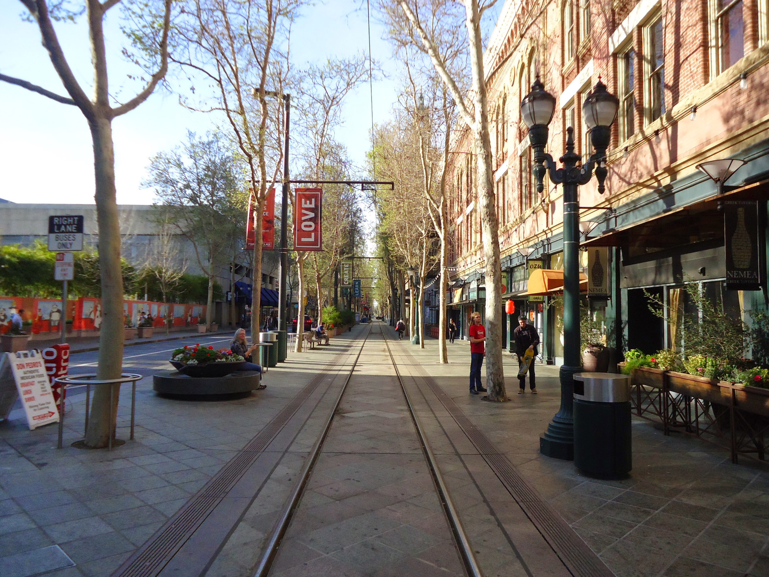 Downtown San Jose Sidewalk In San Jose California With Trees And