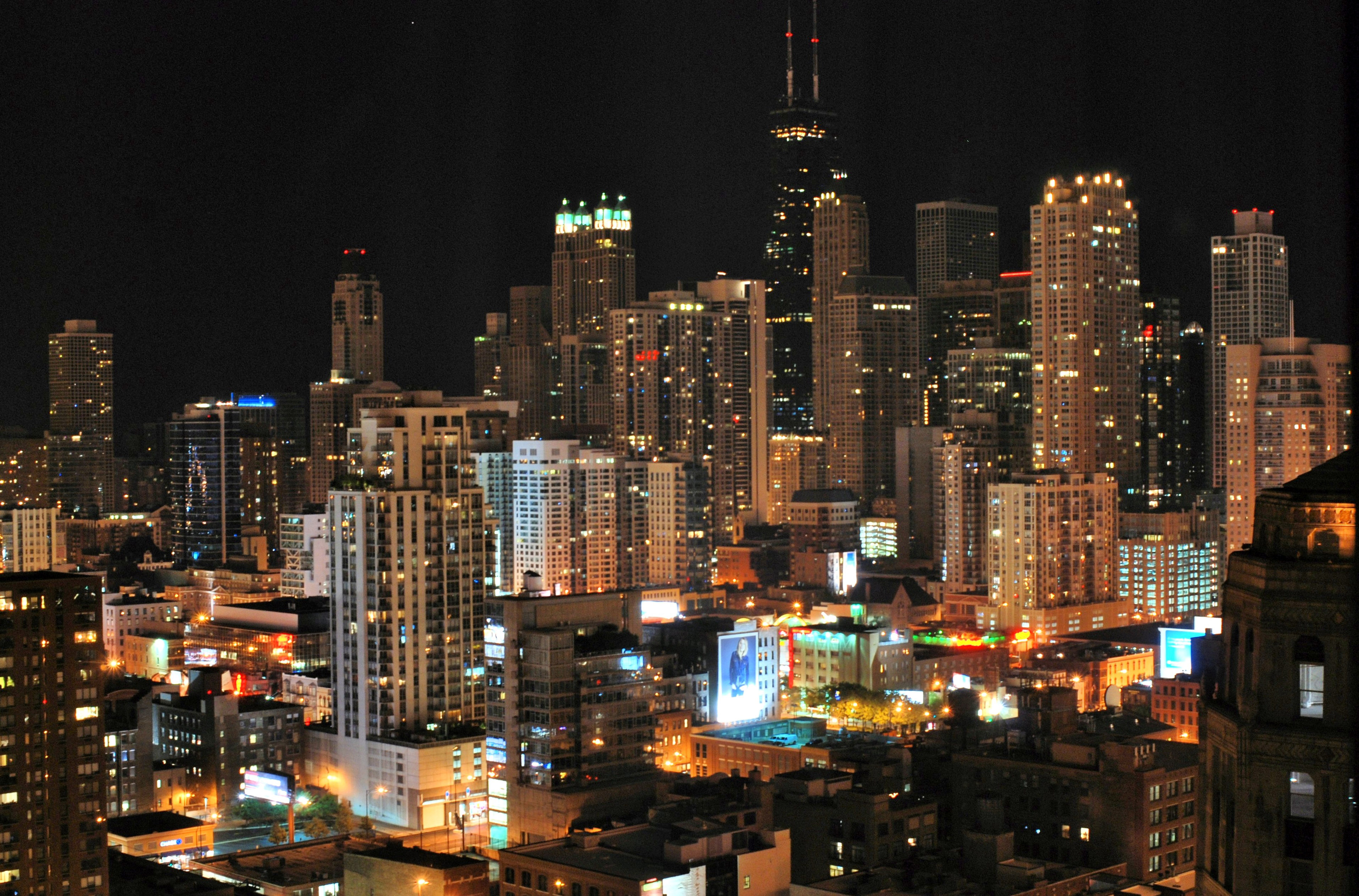 Chicago Skyline At Night Illinois 