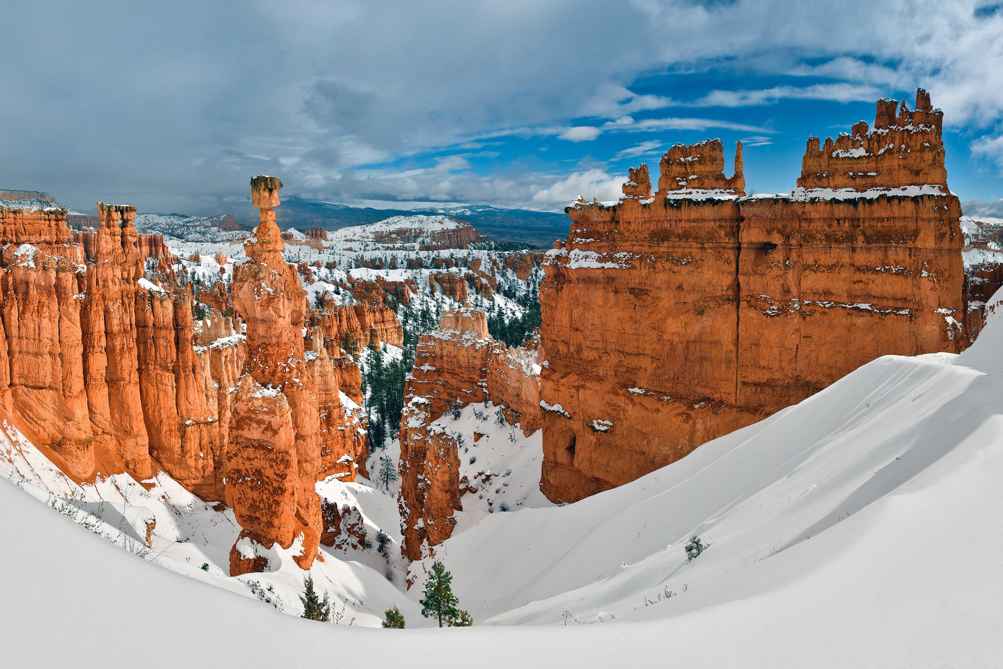 Winter Landscape with Thor's Hammer in Bryce Canyon National Park, Utah