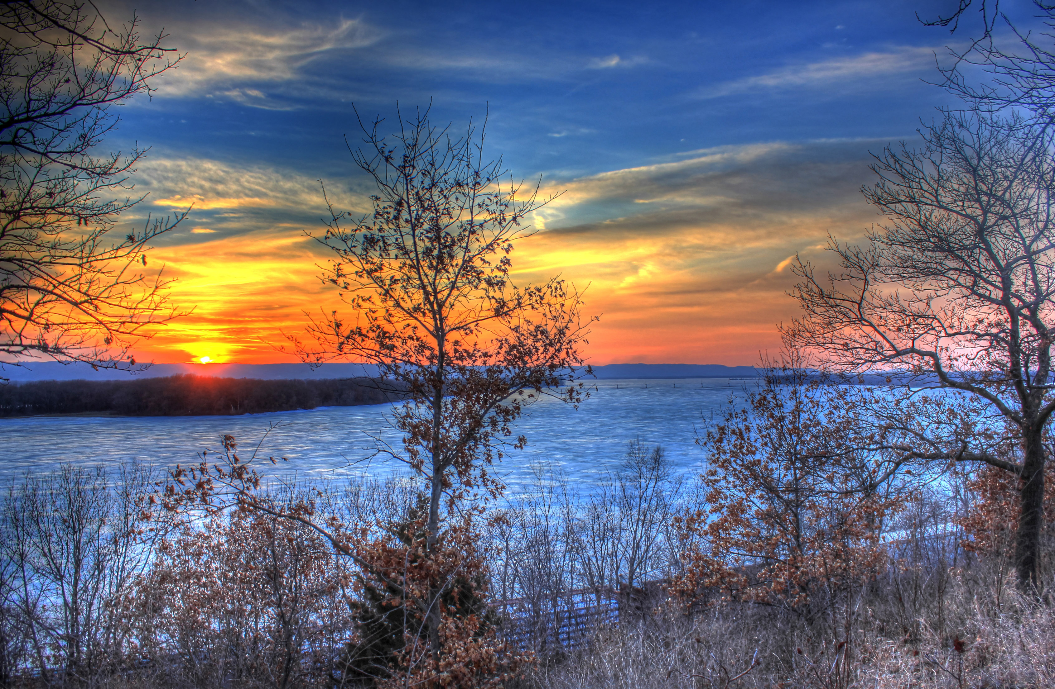 Scenic Sunset on the Great River Trail, Wisconsin image Free stock