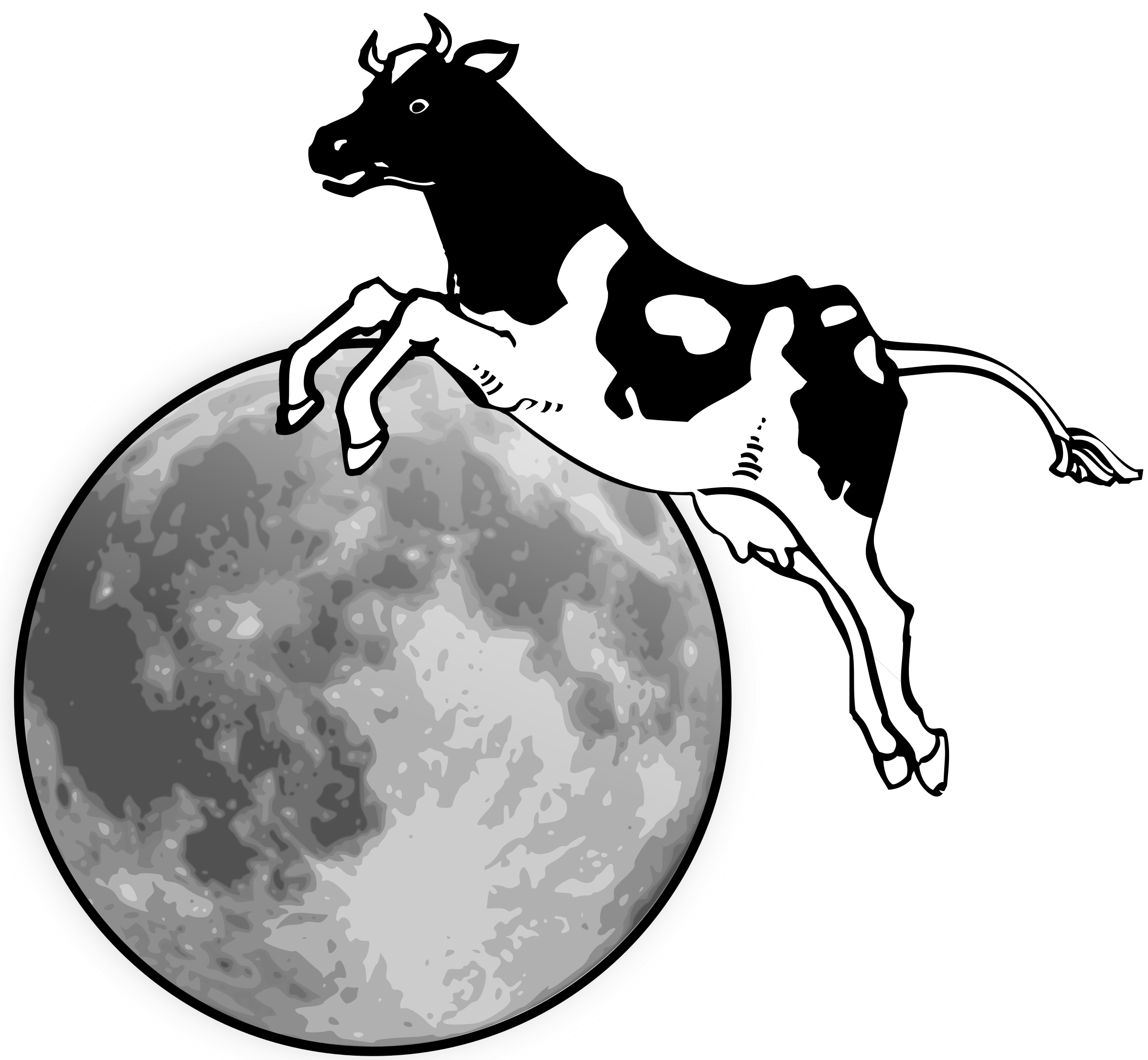 Cow jumping over the moon vector clipart image Free stock photo