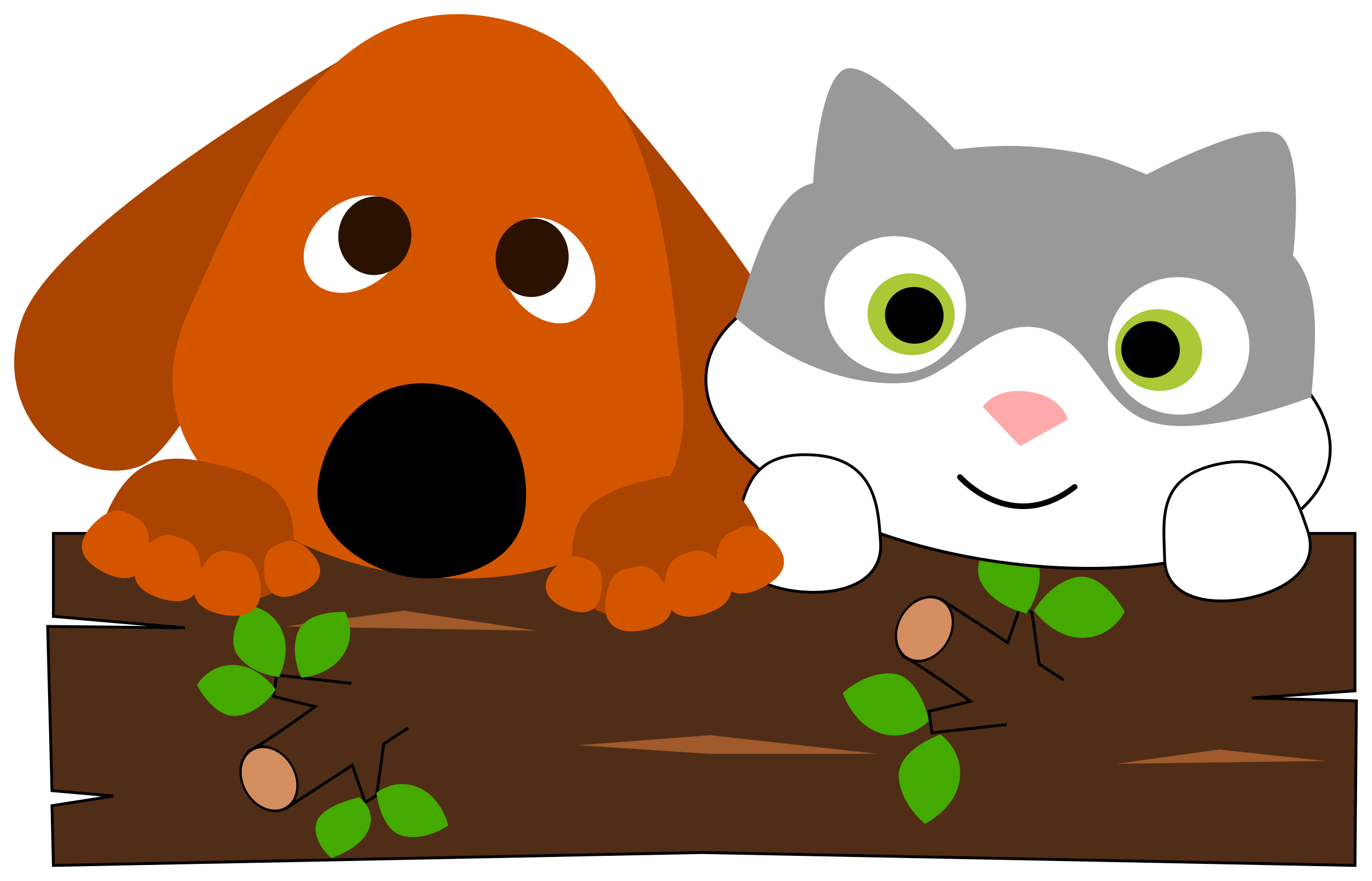 Dog and Cat Behind Tree Trunk vector clipart image - Free stock photo