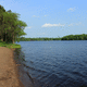 Bridge over the river at Brunet Island State Park, Wisconsin image ...